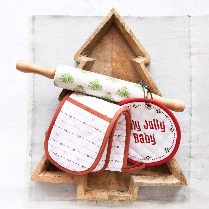 Mango Wood Tree Shaped Tray - 1 Piece - Beige
