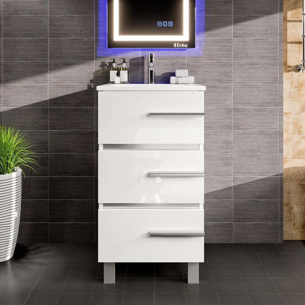 Eviva Deluxe 20"W x 18"D Vanity with White Porcelain Integrated Sink