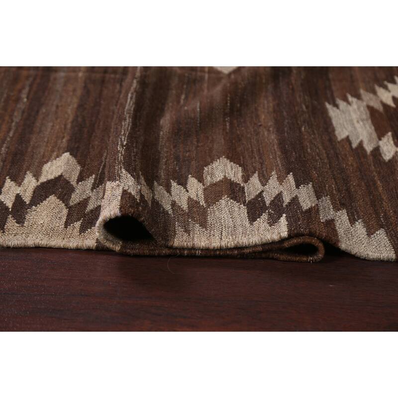 Natural Dye Geometric Tribal Kilim Oriental Area Rug Wool Hand-woven - 5'3" x 6'8"