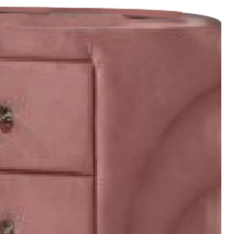 Pink 2 Drawer 19 in. W Nightstand with Soft Velvet Upholstery