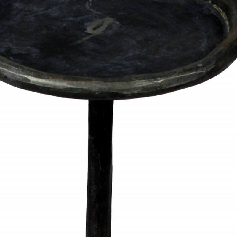 HomeRoots 23" Black Iron Pedestal Round End Table - 11.00 in. x 23.00 in. x 11.00 in.