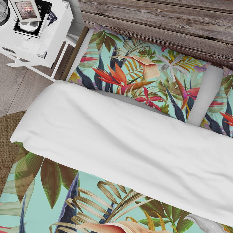 Designart 'Tropical VIntage Flowers II' Tropical Duvet Cover Set