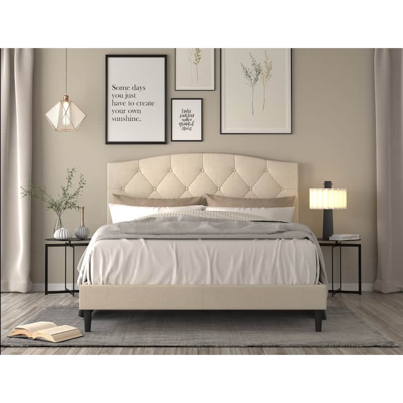 Malachi Tufted Upholstered Platform Bed - Beige - Twin
