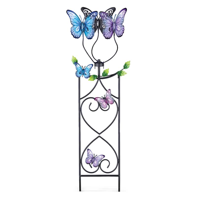 Spinning Butterflies Metal Trellis Outdoor Garden Stake - 10.25 x 36.5 x 7.5