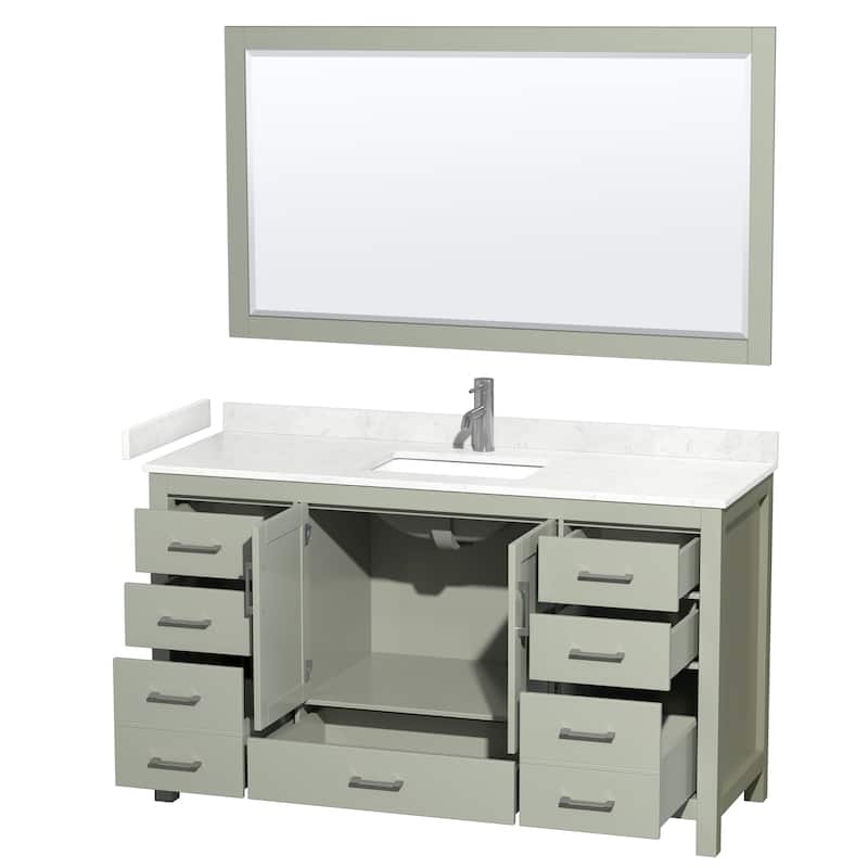 Sheffield Bathroom Vanity Set, Cultured Top, 58-Inch Mirror