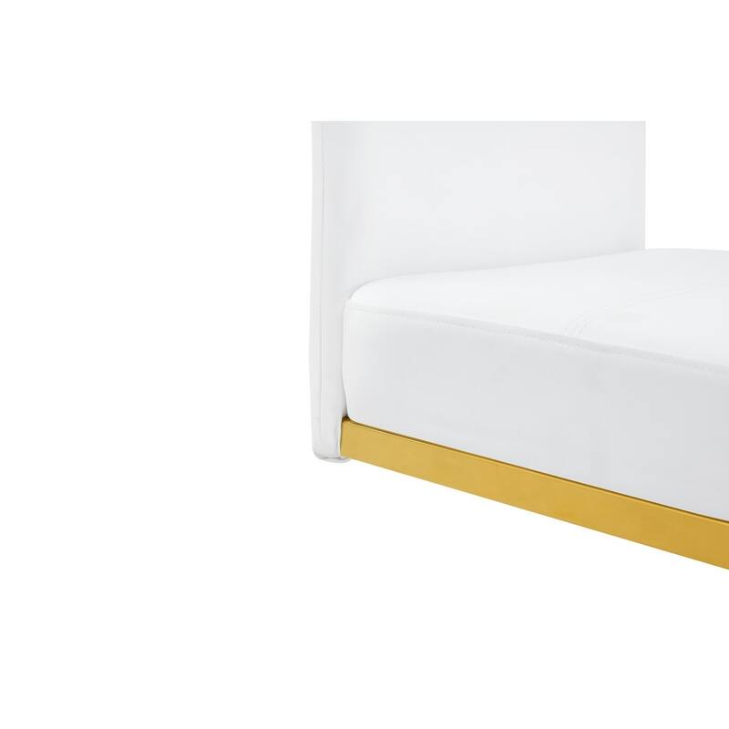 Set of 4, 15.7" PU Upholstered Dining Chairs with Golden Metal Legs