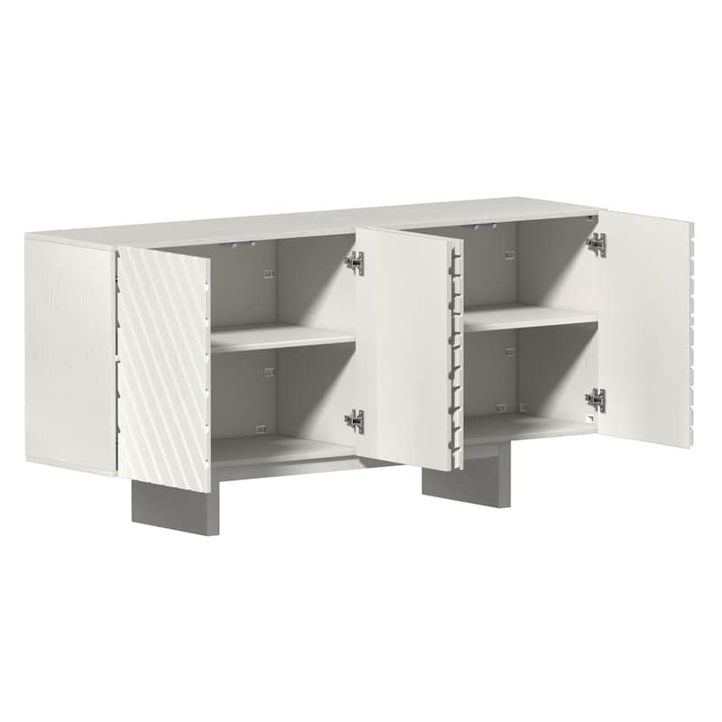 Clihome Mid-century Wood 4-Door Buffet Sideboard Cabinet