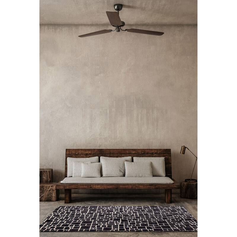 ECARPETGALLERY Hand Loomed Elysian Black Viscose, Wool Rug - 5'0 x 7'2