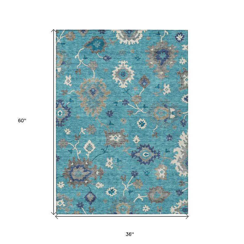 HomeRoots Floral Traditional Rectangle Outdoor Rug