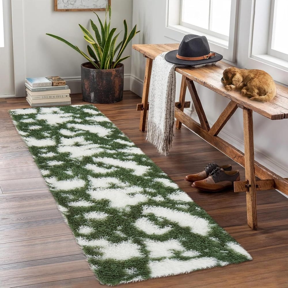 Modern Abstract Area Rug for Hallways Living Room Patio Decor Green - 2' x 3'