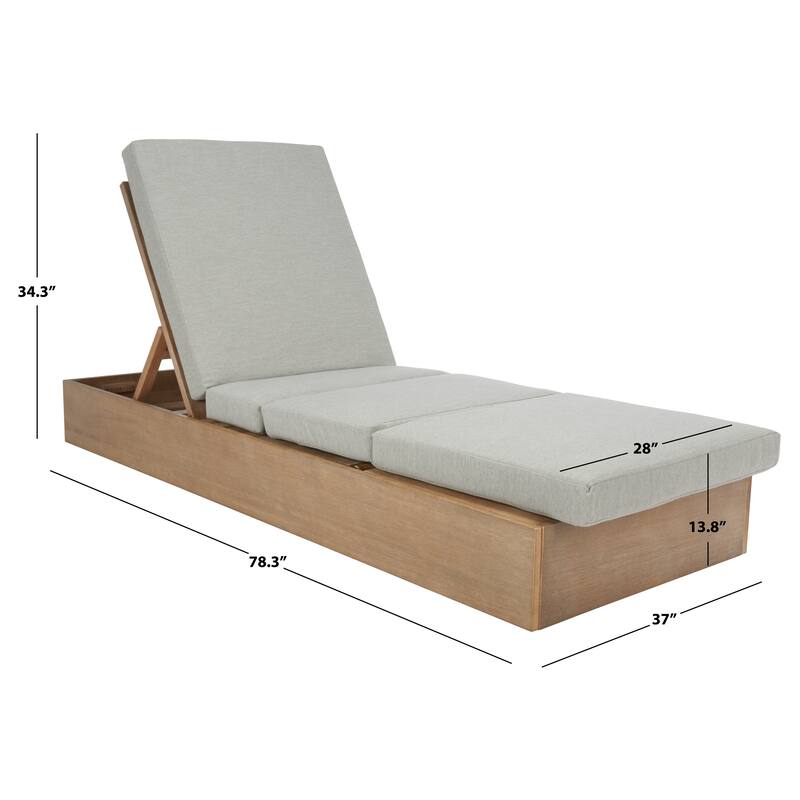 SAFAVIEH Couture Cornie Wood Chaise Lounge Chair - 37 In. W x 78 In. D x 14-34 In. H - 37"W x 78"D x 14-34"H