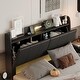 preview thumbnail 4 of 8, Queen Size Floating Bed with Storage Headboard, Upholstered Platform Bed with Touch Sensor Night Light and USB Charger, Black
