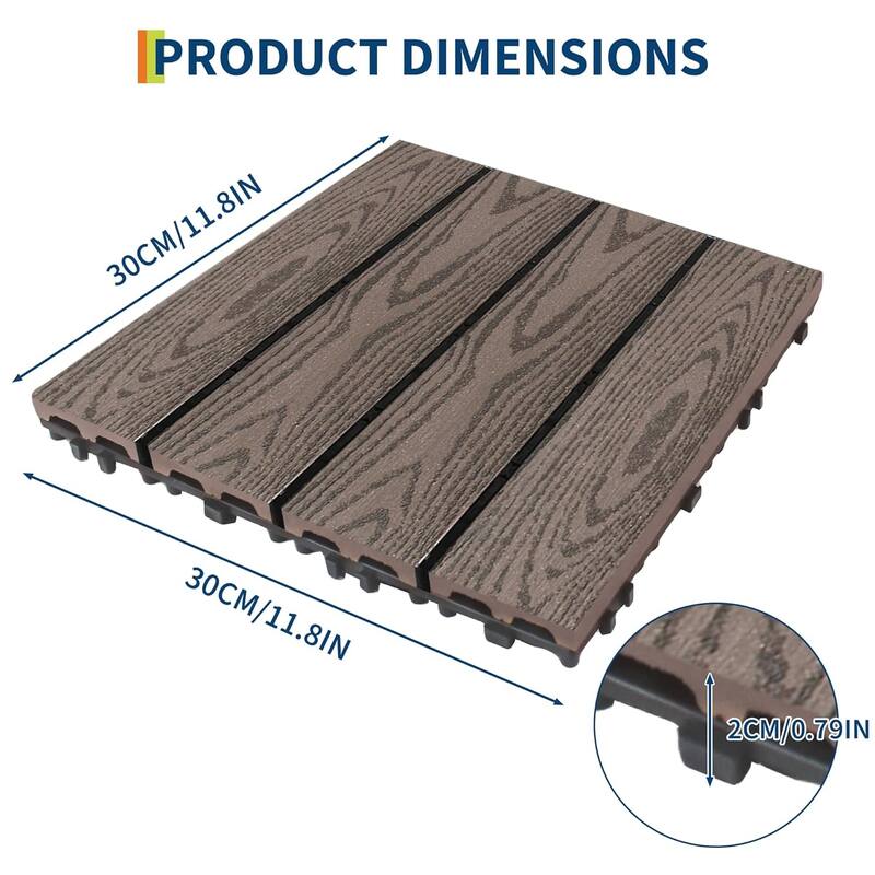 Interlinked-Style Composite Deck Tiles 12"x12"