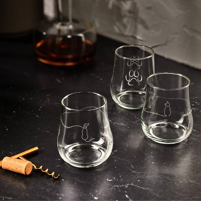 Libbey Modern Pets Meow All-Purpose Glasses, 17-ounce, Set of 4 - Set of 4