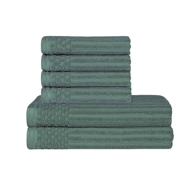 Superior Ribbed Cotton Absorbent Heavyweight Hand Towel and Bath Towel Set