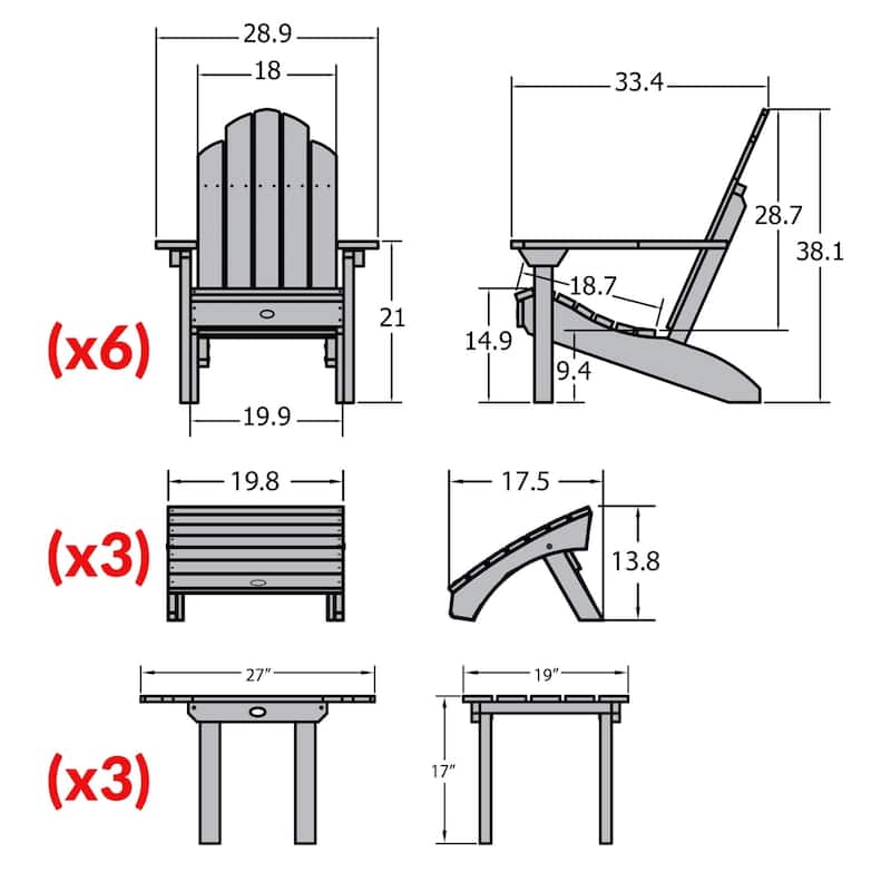 HIGHWOOD 12-Piece Adirondack Patio Conversation Set