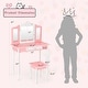 preview thumbnail 14 of 18, Gymax Kids Vanity Princess Makeup Dressing Table Chair Set W/ - See Details