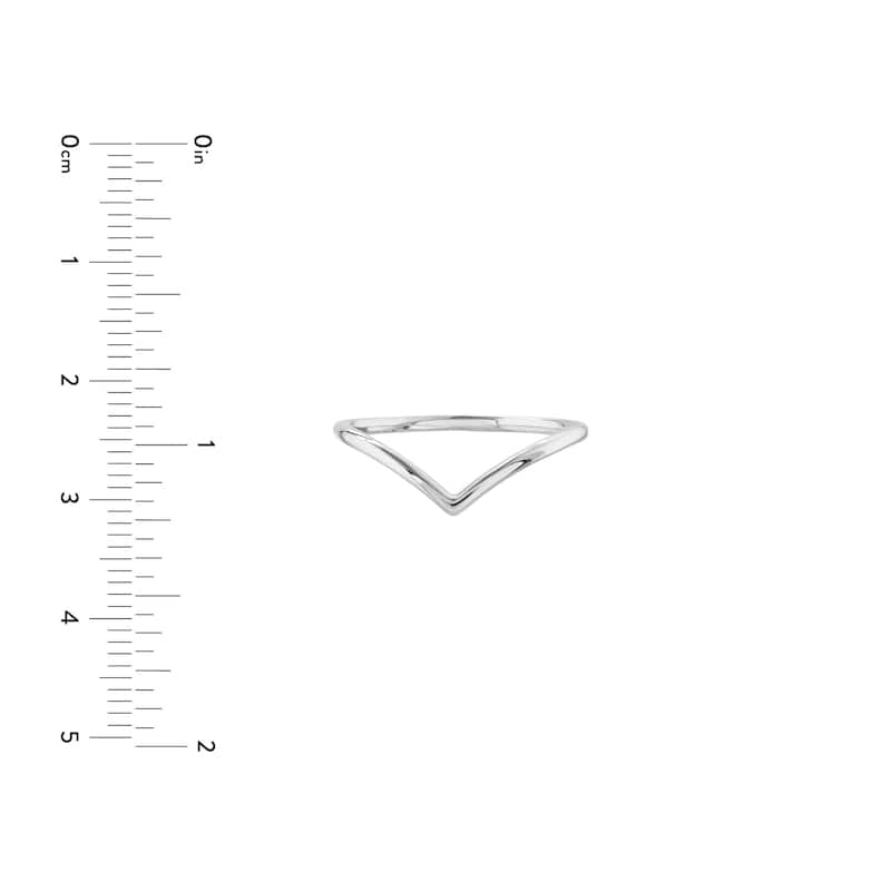 Marquee Jewels 14K Solid White Gold V Shaped Ring
