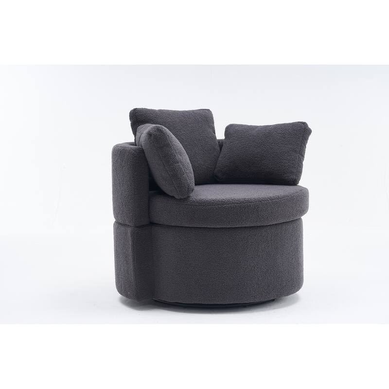 Teddy Fabric Swivel And Storage Chair