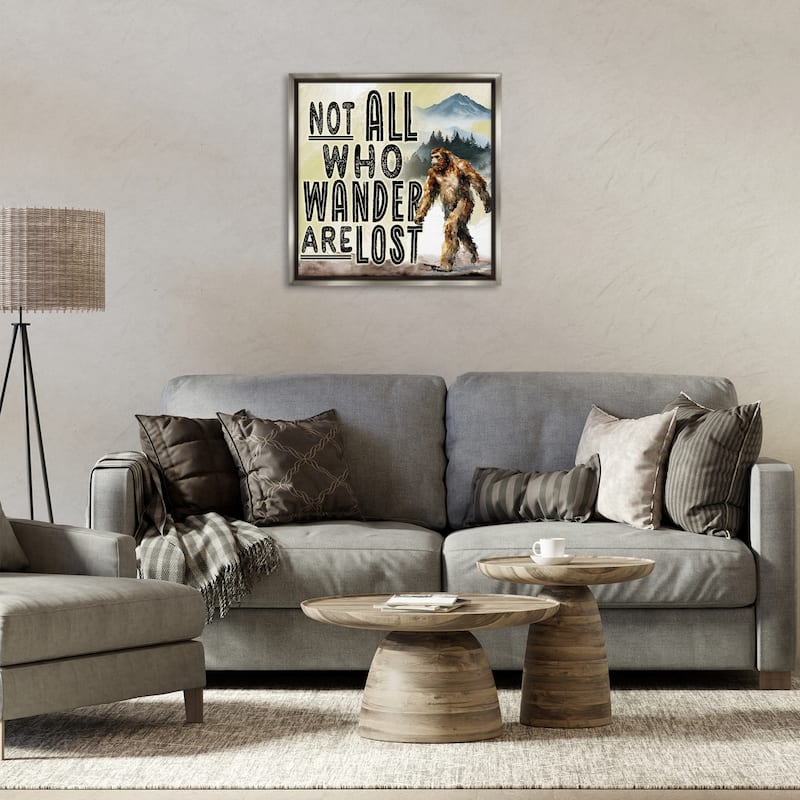 Stupell Not All Who Wander Phrase Framed Floater Canvas Wall Art Design By Nicole DeCamp