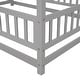 preview thumbnail 38 of 69, Floor Wooden Bed with House Roof Frame, Fence Guardrails