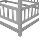 preview thumbnail 58 of 71, Floor Wooden Bed with House Roof and Fence Guardrails for Kids' Bedroom