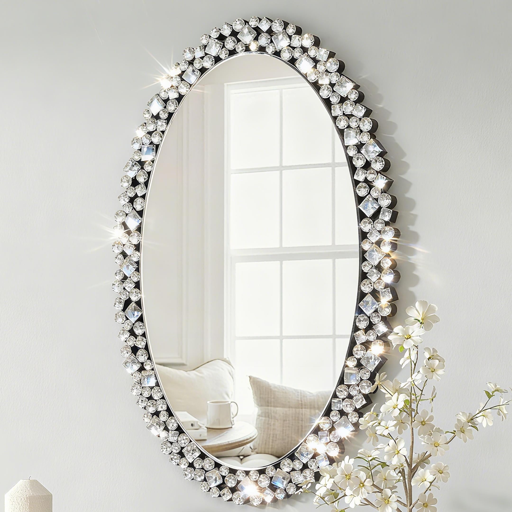 Crystal Accent Oval Wall Mirror