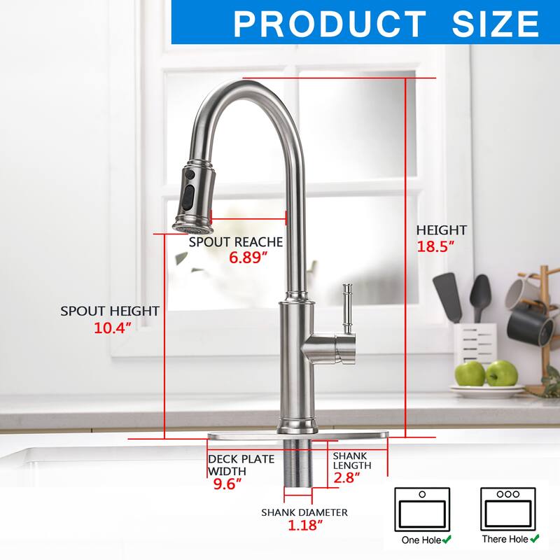 Pull Down Kitchen Faucet Pull Out Sprayer with Soap Dispenser