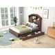 preview thumbnail 4 of 8, Wood Platform Bed with House-Shaped Storage Headboard and 2 Drawers