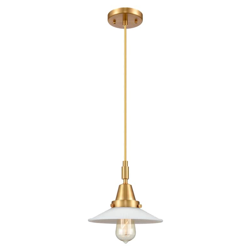 Innovations Lighting Downtown Urban - Caden Halophane - 1 Light 9" Cord Hung Mini Pendant - Matte White Halophane Shade/Satin Gold