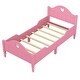 preview thumbnail 19 of 26, Twin Size Toddler Bed with Safety Rails and Love Design Cutouts - Solid Wood Construction, Macaron Colors, Easy Access