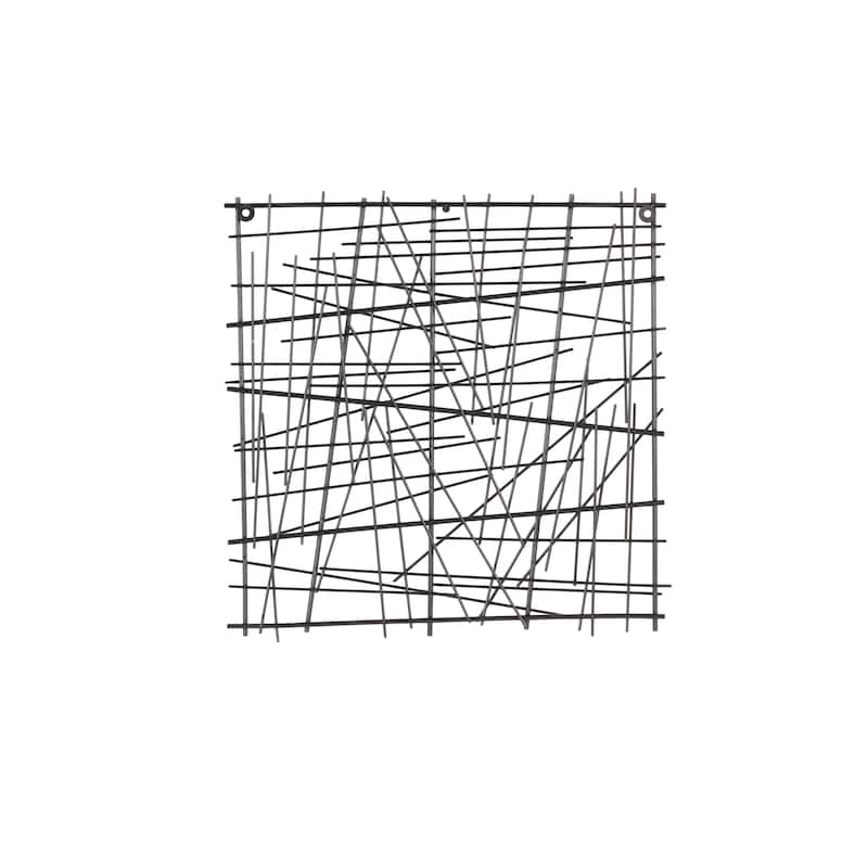 Metal Abstract Overlapping Sticks Home Wall Decor - Black - Roche River Decor