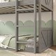 preview thumbnail 17 of 21, Low Twin Over Twin Size Bed Floor Bunk Bed with Panelled Headboard Footboard, Ladder and Guardrails, Solid Rubber Wood Frame