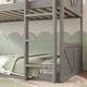 preview thumbnail 5 of 21, Twin Over Twin House Floor Bunk Bed with Panelled Headboard and Footboard, Solid Rubber Wood Bunk Bed Frame with Ladder