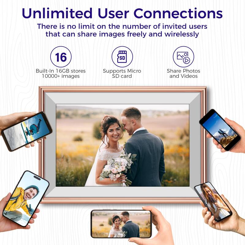 10.1" WiFi Frameo Digital Picture Photo Frame - Aluminum Frame