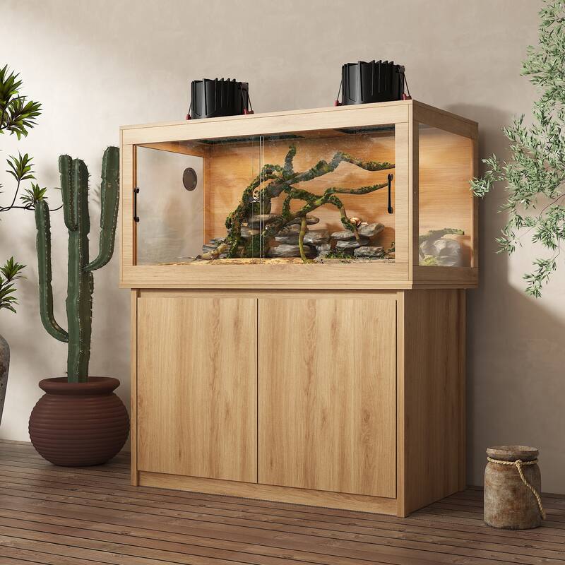 Large Reptile Terrarium Kit,Upgrade Tempered Glass,Mesh Roof Door,Sliding & Lock,for Lizard/Gecko