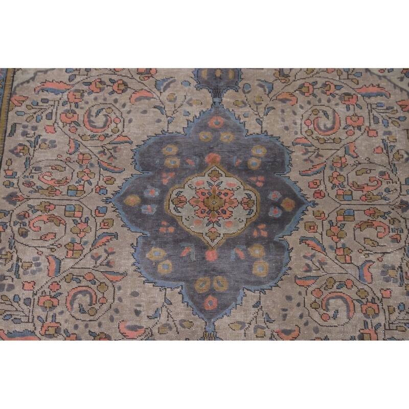 Distressed Over-Dyed Tabriz Persian Vintage Rug Handmade Wool Carpet - 6'9"x 9'6"