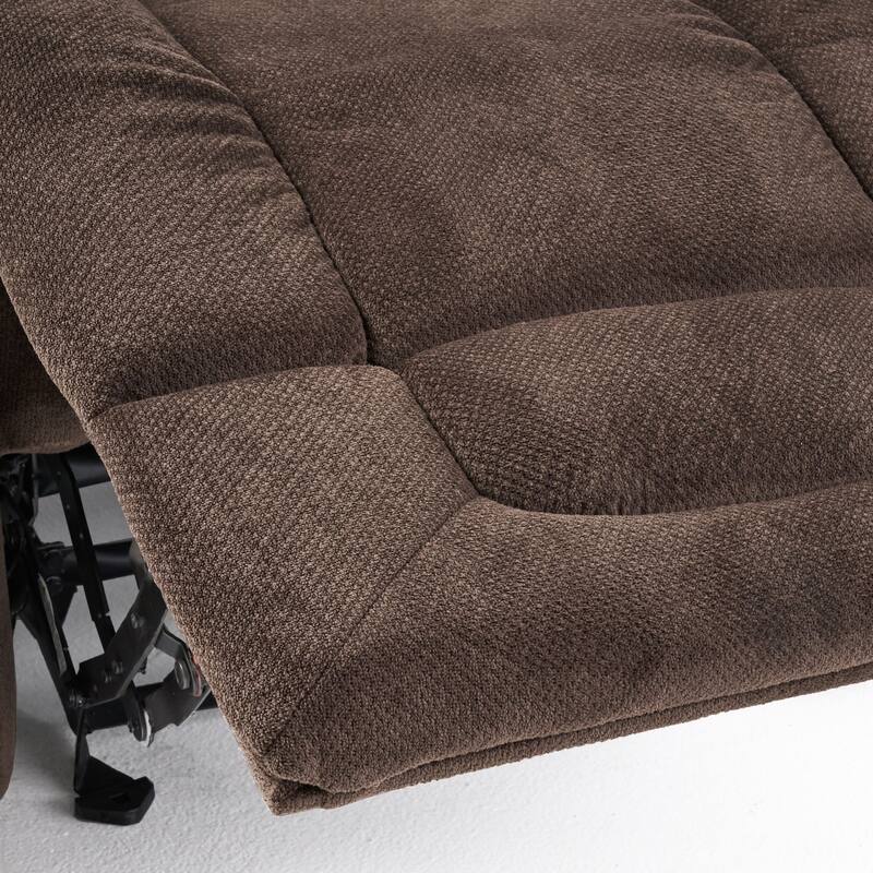 Stylish Manual Recliner with Soft Fabric Upholstery, Plush Padding, and Dual Cup Holders