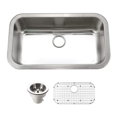 Houzer Belleo 32" Drop In Single Basin Stainless Steel Kitchen Sink - Stainless Steel