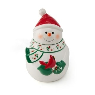 Pfaltzgraff Winterberry Snowman with Cardinal Cookie Jar,10 Inch