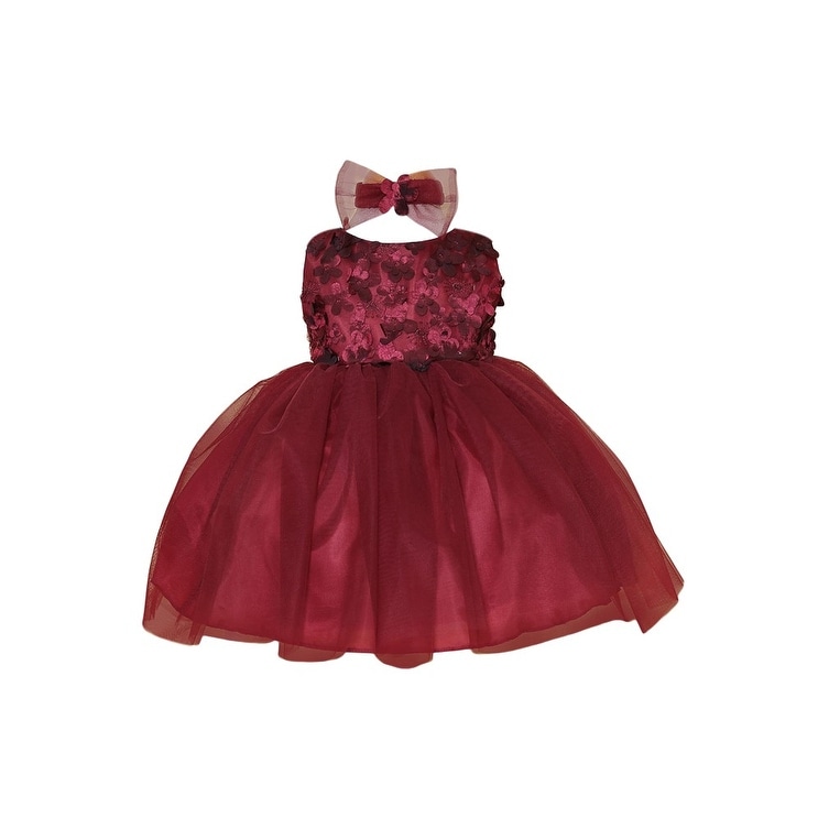 burgundy baby flower girl dress
