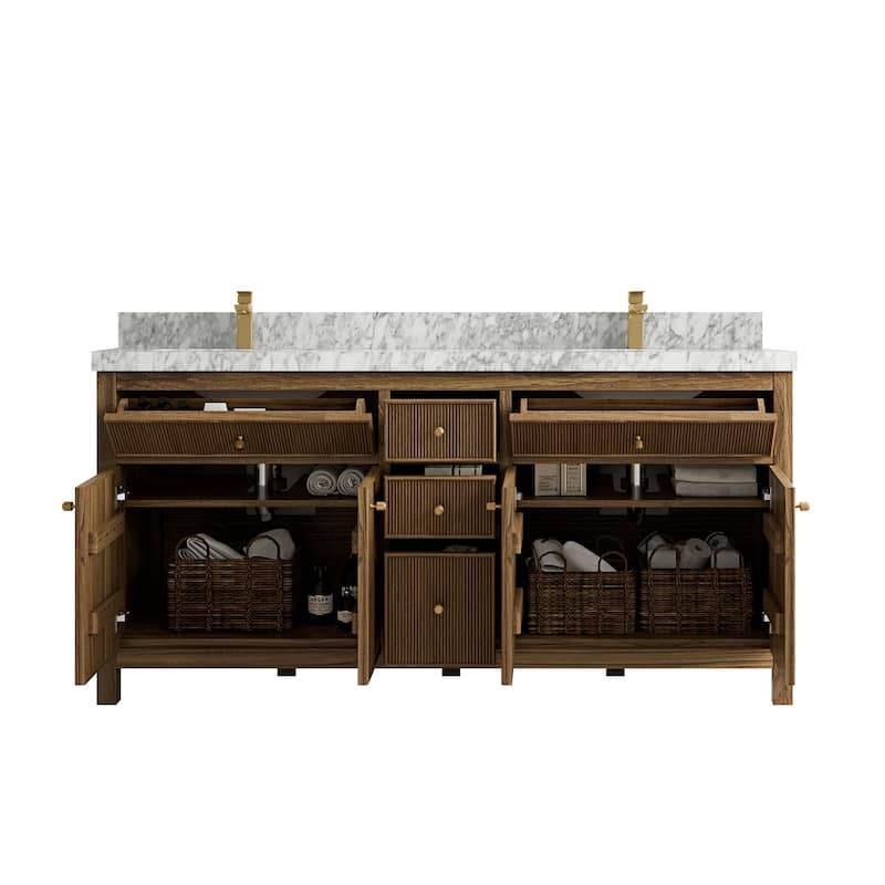 Willow Collections 72 in. W x 22 in. D Sonoma Teak Double Sink Bathroom Vanity with Countertop