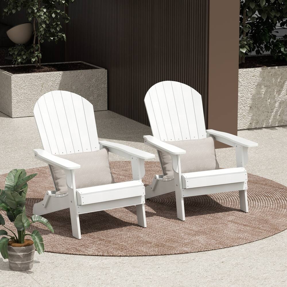 Vineyard HIPS Outdoor Folding Eco-Friendly All Weather Seashell Adirondack Chair (Set of 2)