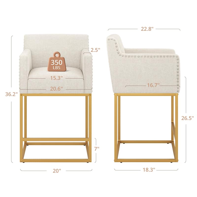 Modern Counter Height Bar Stools Fabric Upholstered Counter Stool