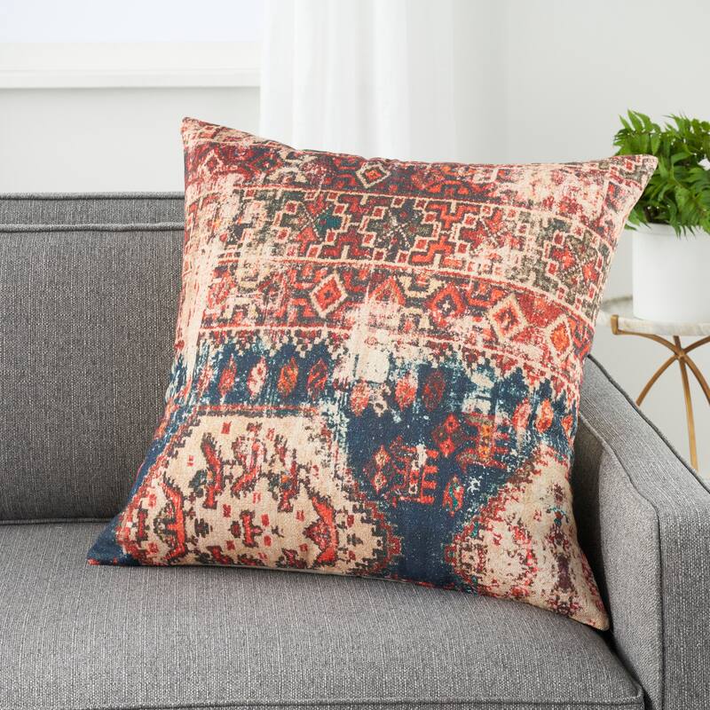 57 Grand by New Concept Washables Boho Persian Geometric Red Throw Pillow , ( 20" X 20" )