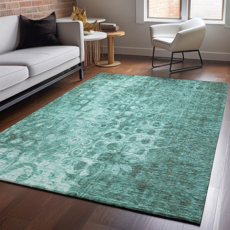 Premium Washable Super Soft Modern Impressions Mayfield Rug - Teal - 10' x 14' - Rectangle