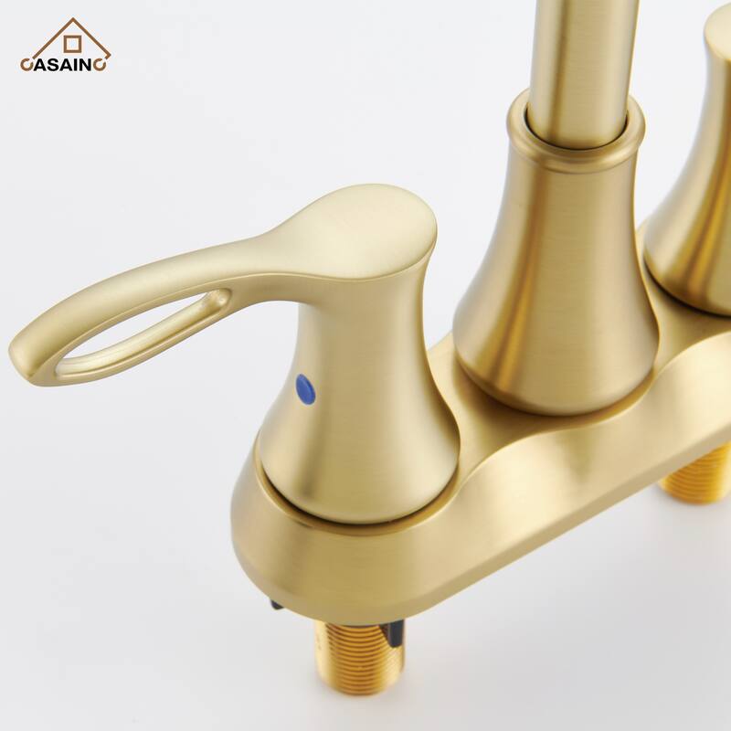 4 in. Centerset Double Handle Bathroom Faucet with Drain Kit Included