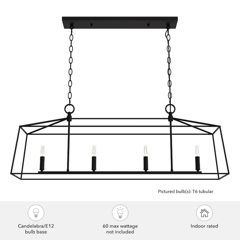 Hunter Fair Oaks 4-Light Linear Chandelier - Dining Room, Island - Modern, Transitional, Lantern, Geometric - Designer!