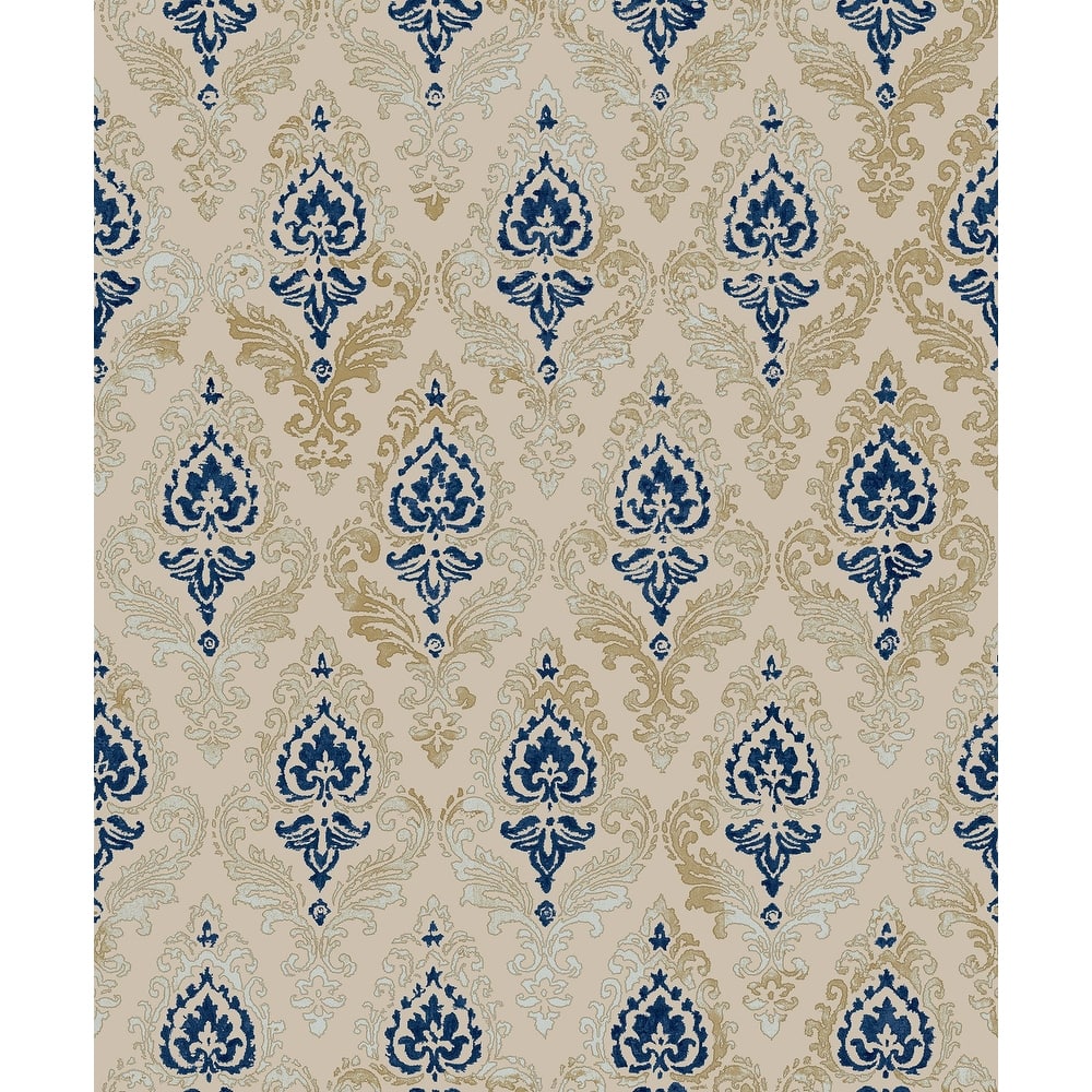 Galerie Wallcoverings Italian Classics 4 Collection Embossed Floral Motif Damask Vinyl on Non-woven Matte Wallpaper Roll