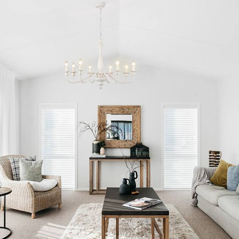 6-Light Candlestick Hanging Ceiling Light Fixture Linear Chandelier Lighting for Dining Room Kitchen Island